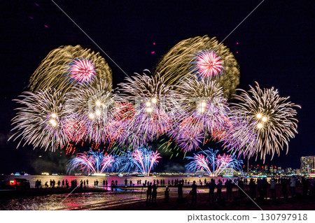 Fireworks in Tamsui,New Taipei City,Taiwan. 130797918