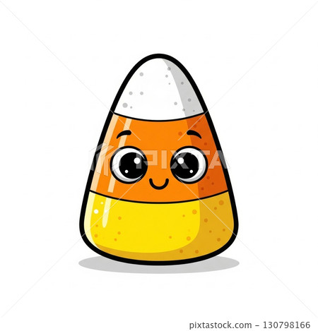 Cute Candy Corn Character with Big Eyes on White Background 130798166