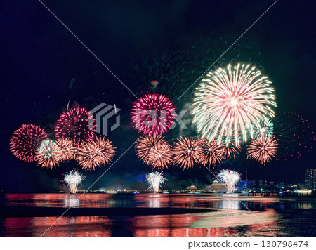 Firework in summertime in Taiwan. 130798474