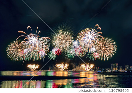 Firework in summertime in Taiwan. 130798495