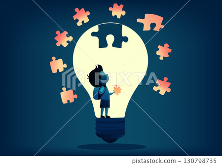 Flat illustration of children and learning and problem solving 130798735