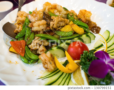 Stir-Fried Shrimp with fresh snap pea Stir-Fried Shrimp with fresh snap pea 130799151