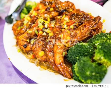 deep fried prawn in plate deep fried prawn in plate 130799152