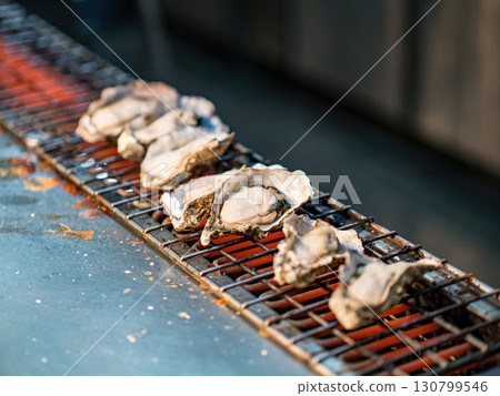 grilled seafood in buffet restaurant 130799546