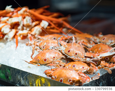 fresh seafood in buffet restaurant fresh seafood in buffet restaurant 130799556