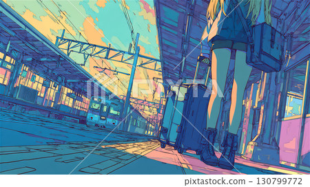 動漫風格的場景,讓人感覺彷彿回到了車站 動漫風格的場景,讓人感覺彷彿回到了車站 130799772