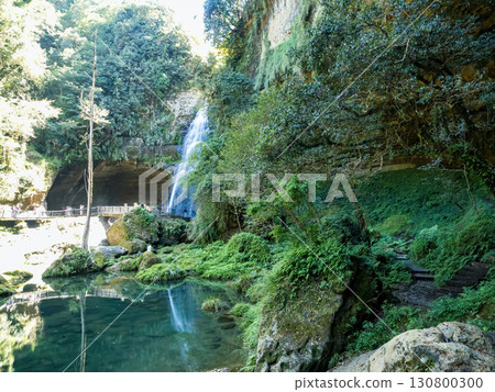 Nantou, Taiwan - October 18 : Beautiful view of Songlong Waterfall at Sun-Link-Sea Vacation Resort on October 18,2024 in Nantou, Taiwan. Nantou, Taiwan - October 18 : Beautiful view of Songlong Waterfall at Sun-Link-Sea Vacation Resort on October 18,2024 in Nantou, Taiwan. 130800300