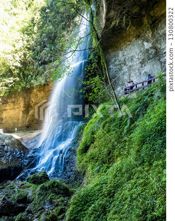 Nantou, Taiwan - October 18 : Beautiful view of Songlong Waterfall at Sun-Link-Sea Vacation Resort on October 18,2024 in Nantou, Taiwan. Nantou, Taiwan - October 18 : Beautiful view of Songlong Waterfall at Sun-Link-Sea Vacation Resort on October 18,2024 in Nantou, Taiwan. 130800322