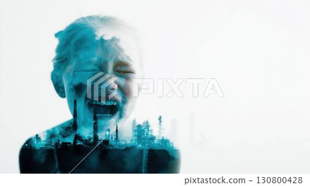 Environmental issues and the future of our children: Concept art of factory smoke Environmental issues and the future of our children: Concept art of factory smoke 130800428