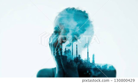 Environmental issues and the future of our children: Concept art of factory smoke Environmental issues and the future of our children: Concept art of factory smoke 130800429