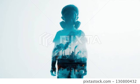 環境問題與我們孩子的未來：工廠煙霧概念圖 130800432