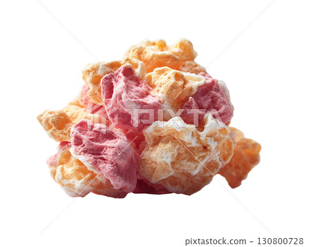 Abstract food art a textured confection in vibrant pink and orange hues. Symbolizes sweetness, indulgence, and playful creativity. Ideal for food blogs, designs. 130800728