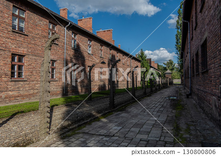 Auschwitz Birkenau Concentration and Extermination Camp. barbed wire Auschwitz Birkenau Concentration and Extermination Camp. barbed wire 130800806