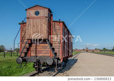 Auschwitz Birkenau Concentration and Extermination Camp. Train car Auschwitz Birkenau Concentration and Extermination Camp. Train car 130800813