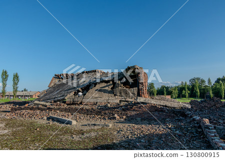 Auschwitz Birkenau Concentration and Extermination Camp.. Ruins of the gas chambers Auschwitz Birkenau Concentration and Extermination Camp.. Ruins of the gas chambers 130800915