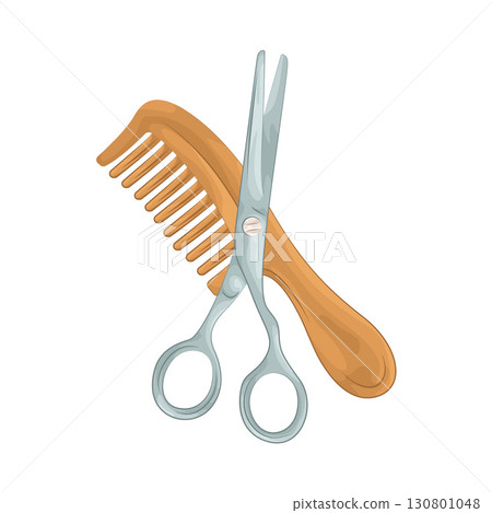 Illustration of Comb and scissors  130801048
