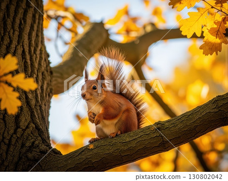 Charming woodland squirrel in autumn Charming woodland squirrel in autumn 130802042