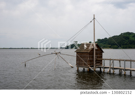 A four-handed net seen at Lake Togo in Yurihama, Tottori Prefecture, Japan A four-handed net seen at Lake Togo in Yurihama, Tottori Prefecture, Japan 130802152