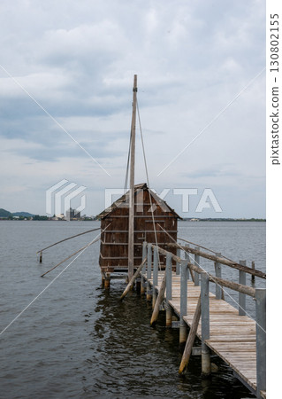 A four-handed net seen at Lake Togo in Yurihama, Tottori Prefecture, Japan 130802155