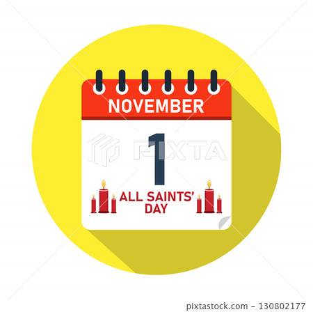 All Saints' Day November 1 Calendar Graphic Design 130802177