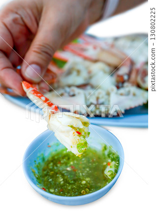 Die cut of Peeled blue swimming on white isolated. Die cut of Peeled blue swimming on white isolated. 130802225