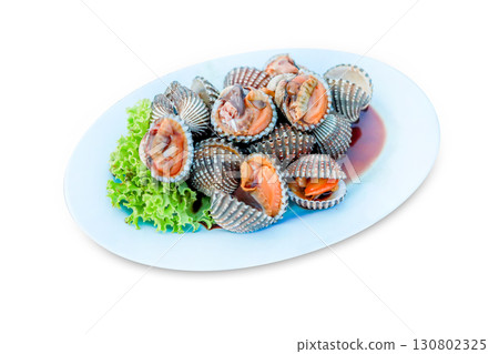 Top view of Boiled cockles, focus selective Top view of Boiled cockles, focus selective 130802325