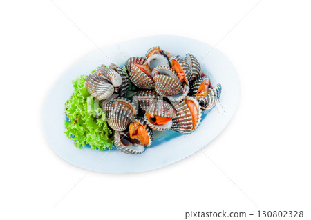 Top view of Boiled cockles, focus selective Top view of Boiled cockles, focus selective 130802328