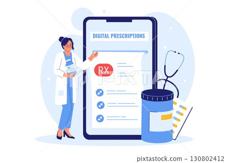 Illustration of Digital Prescriptions and Online Pharmacy 130802412