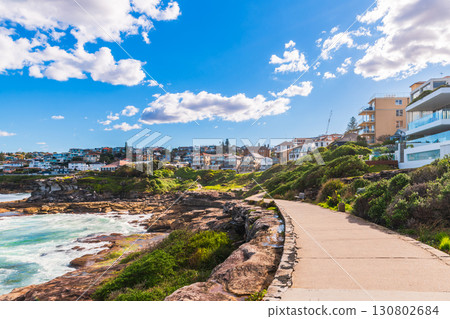 Tamarama coastal trail along shoreline in Sydney, Australia Tamarama coastal trail along shoreline in Sydney, Australia 130802684