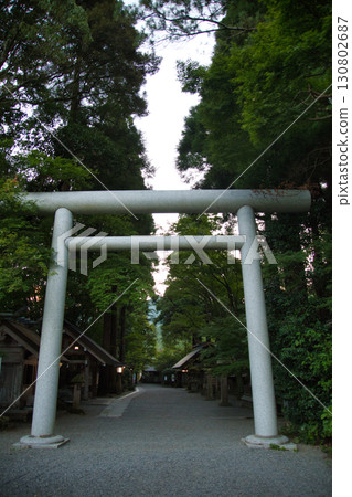 Torii gate and approach to the western main shrine of Amanoiwato Shrine, Takachiho, Miyazaki Prefecture 130802687