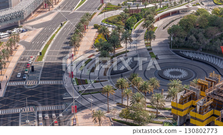 View of intersection with many transports in traffic Timelapse Aerial View of intersection with many transports in traffic Timelapse Aerial 130802773