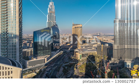 Life city afternoon with high buildings Timelapse Aerial 130802787