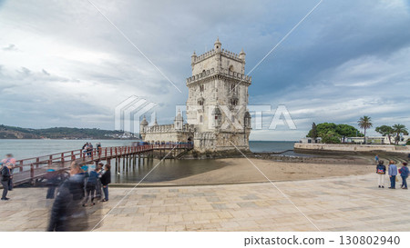 Belem Tower is a fortified tower located in Belem timelapse hyperlapse in Lisbon, Portugal Belem Tower is a fortified tower located in Belem timelapse hyperlapse in Lisbon, Portugal 130802940