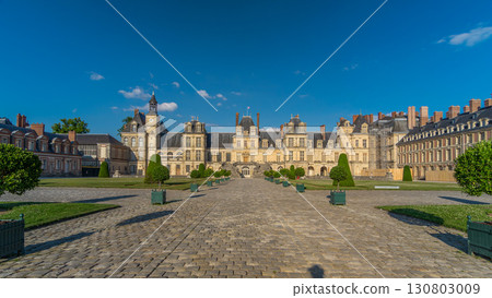 Beautiful Medieval landmark - royal hunting castle Fontainbleau timelapse hyperlapse. 130803009