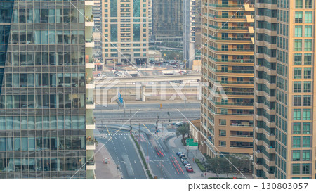 Amazing colorful dubai marina skyline during sunset timelapse 130803057