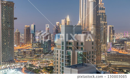 Dubai downtown day to night timelapse Dubai downtown day to night timelapse 130803085