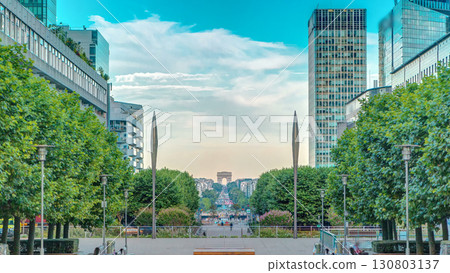 Skyscrapers of La Defense timelapse - Modern business and residential area in the near suburbs of Paris, France. Skyscrapers of La Defense timelapse - Modern business and residential area in the near suburbs of Paris, France. 130803137