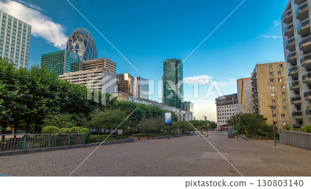 Skyscrapers of La Defense timelapse hyperlapse - Modern business and residential area in Paris, France. 130803140