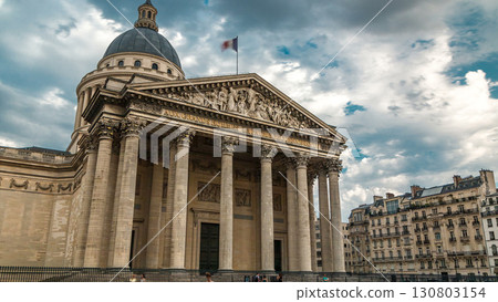 National pantheon building timelapse, front view with street and people. Paris, France National pantheon building timelapse, front view with street and people. Paris, France 130803154