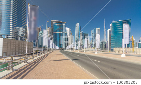 Panoramic timelapse hyperlapse view of business bay and downtown area of Dubai 130803205