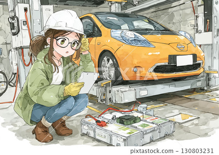 Miyu系列：更換電動車的電池（裝卸，照片風格） 130803231