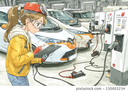 Miyu系列:電動車維護(使用平板電腦檢查車載系統,逼真) Miyu系列:電動車維護(使用平板電腦檢查車載系統,逼真) 130803234