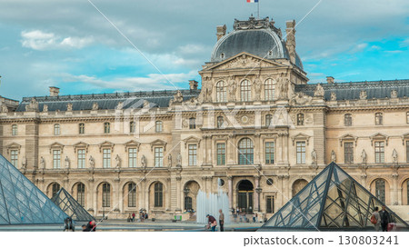 Flag on the top of main tower museum building timelapse. Paris, France Flag on the top of main tower museum building timelapse. Paris, France 130803241