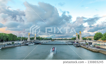 Bridge of Alexandre III spanning the river Seine timelapse hyperlapse. Paris. France. Bridge of Alexandre III spanning the river Seine timelapse hyperlapse. Paris. France. 130803245