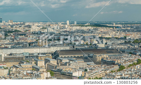 Panorama of Paris aerial timelapse, France. Top view from Montmartre viewpoint. Panorama of Paris aerial timelapse, France. Top view from Montmartre viewpoint. 130803256