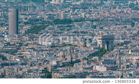 Top view of Paris skyline from observation deck of Montparnasse tower timelapse. Paris, France 130803316