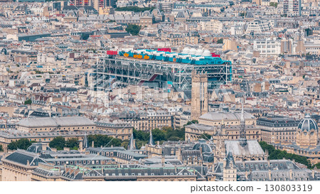 Top view of Paris skyline from observation deck of Montparnasse tower timelapse. Main landmarks. Paris, France Top view of Paris skyline from observation deck of Montparnasse tower timelapse. Main landmarks. Paris, France 130803319