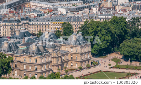 Top view of Paris skyline from observation deck of Montparnasse tower timelapse. Main landmarks of european megapolis. Paris, France 130803320