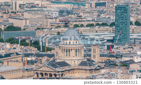 Top view of Paris skyline from observation deck of Montparnasse tower timelapse. Landmarks of european megapolis. Paris, France 130803321