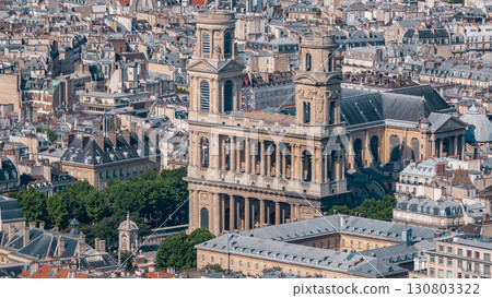 Top view of Paris skyline from observation deck of Montparnasse tower timelapse. Main landmarks of european megapolis. Paris, France Top view of Paris skyline from observation deck of Montparnasse tower timelapse. Main landmarks of european megapolis. Paris, France 130803322